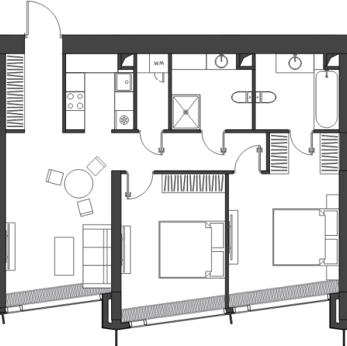 2-комн квартира Москва г., Краснопресненская наб.,  к. 1
