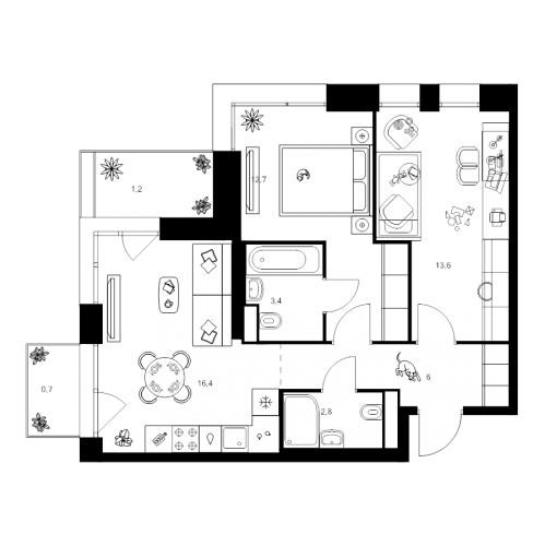 2-комн квартира Москва г., Маршала Прошлякова ул.,  к. 1.1.1