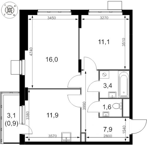 2-комн квартира Сапроново д., Калиновая ул.,  к. 5