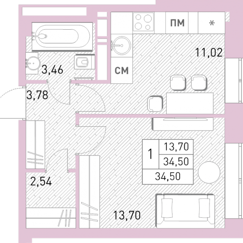 1-комн квартира Балашиха г.,  к. 23