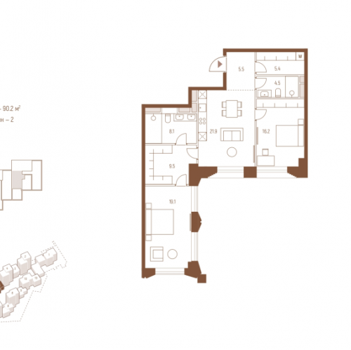 2-комн квартира Москва г., Кутузовский пр-кт,  к. 5.2