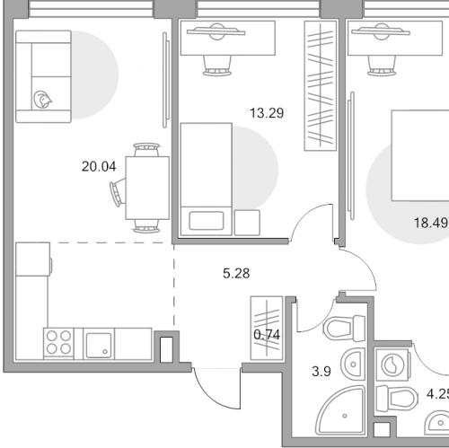 2-комн квартира Народного Ополчения ул,  к. 1