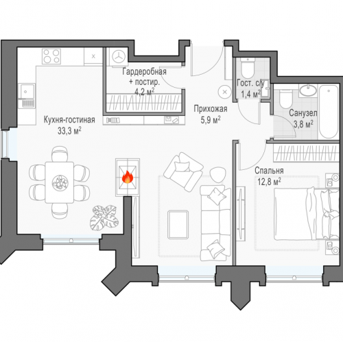 2-комн квартира Москва г., Дубовой Рощи ул.