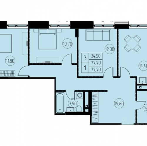 3-комн квартира Кудринка, Оранжерейная улица