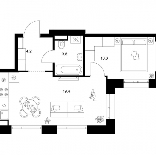 1-комн квартира ул. Котляковская, корп. 2.1