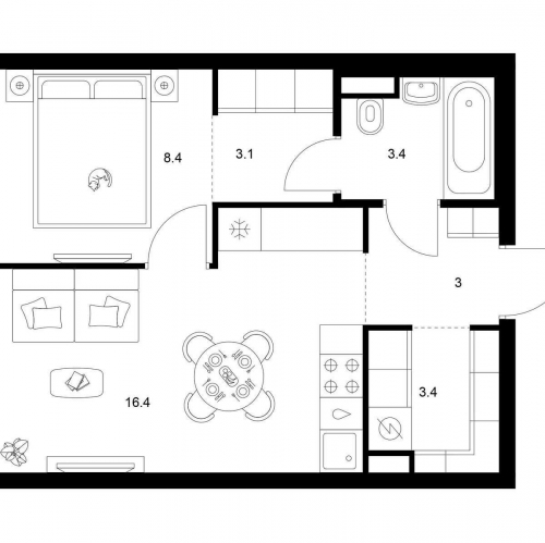 1-комн квартира ул. Руставели, вл. 14, корп. 3