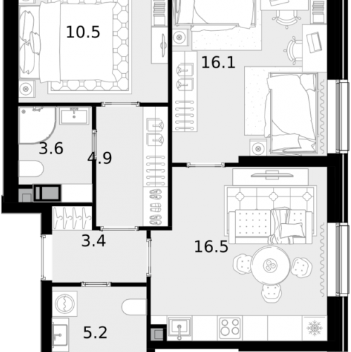 2-комн квартира Москва г., Генерала Глаголева ул.,  к. 9.2
