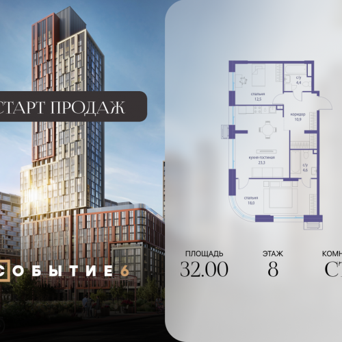 Студия ул. Лобачевского, корп. 6.2