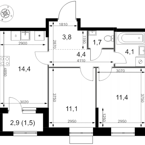2-комн квартира Москва г., Амурская ул.,  к. 4