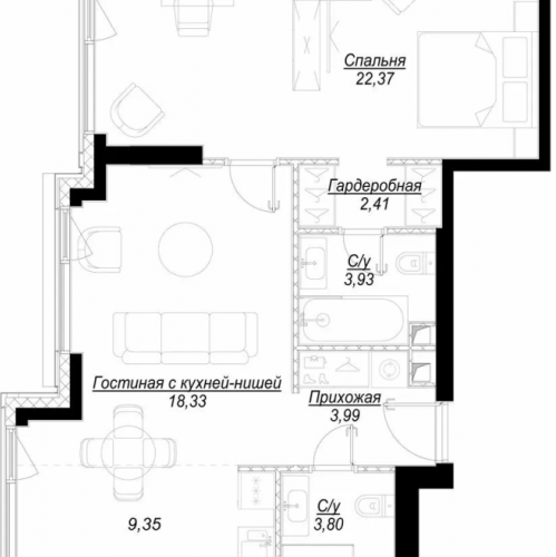 1-комн квартира Москва г., 1-й Сетуньский проезд,  к. RiverSide