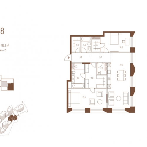 2-комн квартира Москва г., Кутузовский пр-кт,  к. 10.2