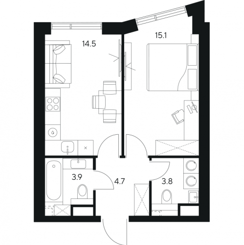 1-комн квартира Москва г., Ярцевская ул.,  к. 1