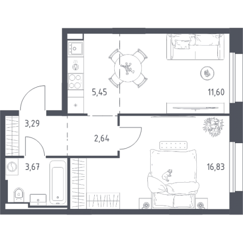 1-комн квартира Заречье п., Заречная ул.,  к. 4