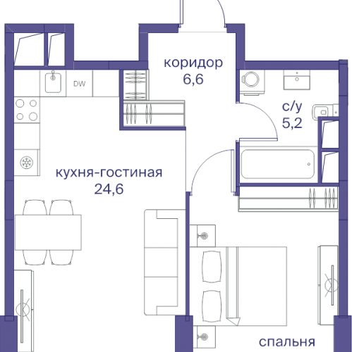 1-комн квартира Москва г., Сергея Макеева ул.,  к. 6