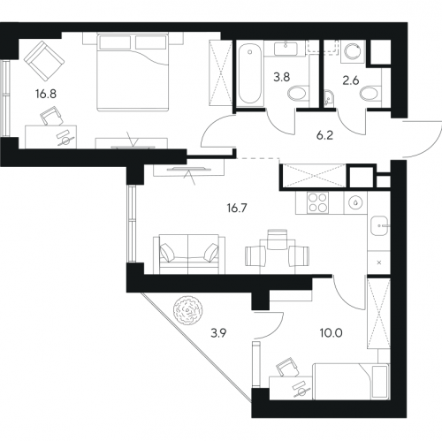 2-комн квартира Москва г., Ярцевская ул.,  к. 1