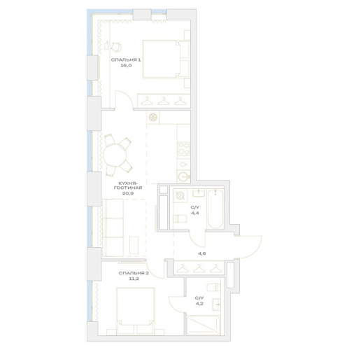 2-комн квартира Марьино п., Харлампиева ул.,  к. 13