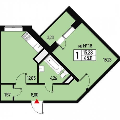 1-комн квартира улица Генерала Донскова, дом 29, корпус 6