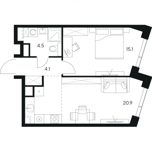 1-комн квартира Москва г., Ярцевская ул.,  к. 1