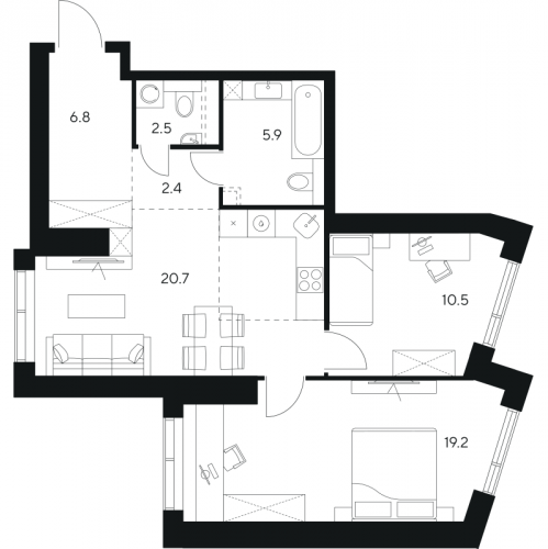2-комн квартира Москва г., Ярцевская ул.,  к. 1