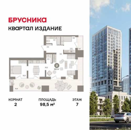 2-комн квартира Перовское шоссе, 21