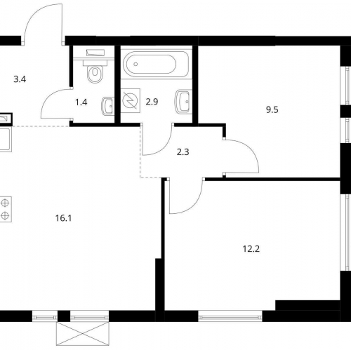 2-комн квартира Котельники, Кузьминский Лес, корп. 9