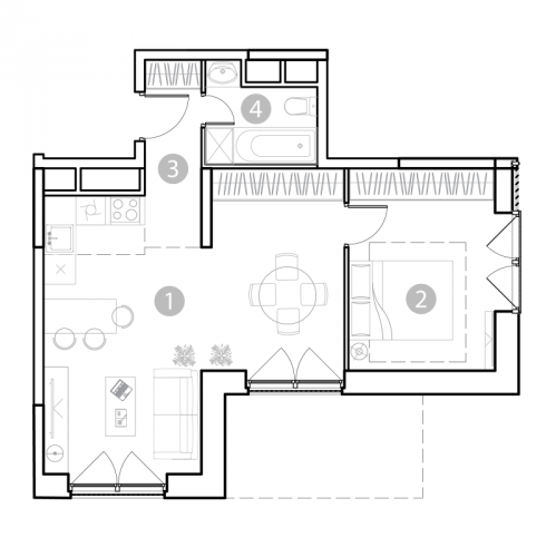 1-комн квартира Москва г., Потешная ул.,  к. 1