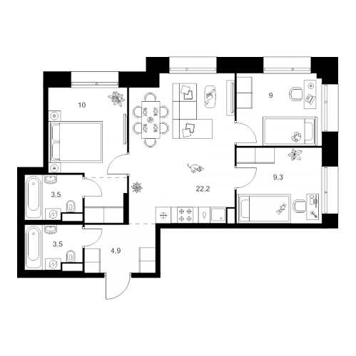 3-комн квартира Москва г., Ильменский проезд,  к. 1.1.1