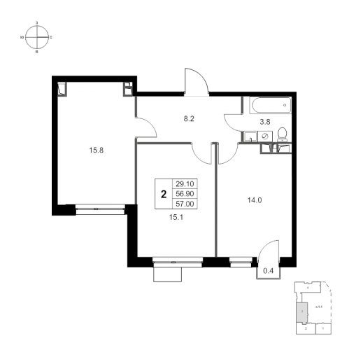 2-комн квартира Марусино пгт., Заречная ул.,  к. 1.1