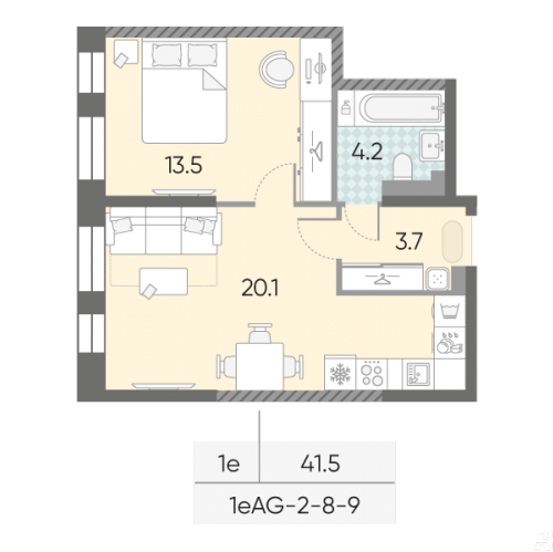 1-комн квартира Марка Шагала набережная, д.1к2