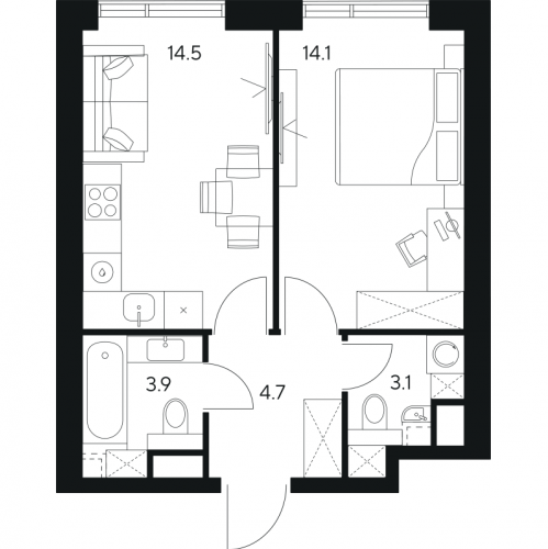 1-комн квартира Москва г., Ярцевская ул.,  к. 1