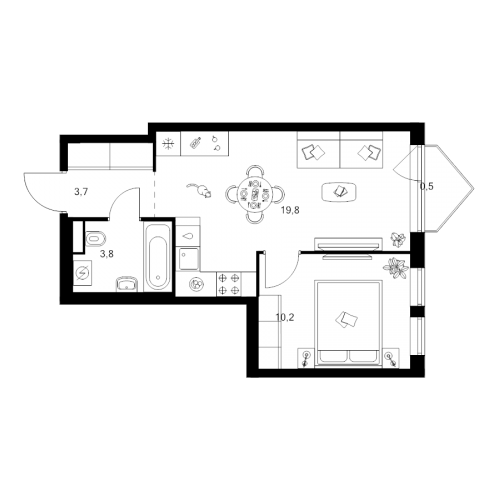 1-комн квартира Москва г., Маршала Прошлякова ул.,  к. 1.2