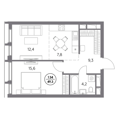 1-комн квартира Москва г., Фридриха Энгельса ул.,  к. 2