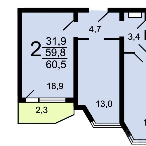 2-комн квартира Железнодорожный мкр, Балашиха, проспект Героев,  д. 3