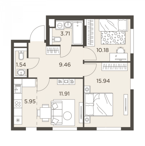2-комн квартира Одинцово г., Западная ул.,  к. 11