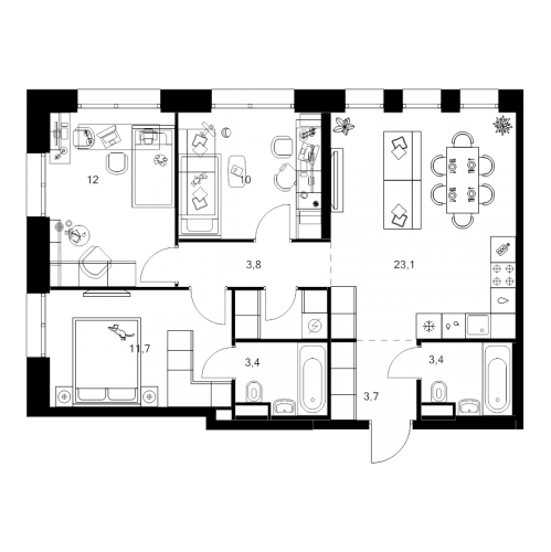 3-комн квартира Москва г., Маршала Прошлякова ул.,  к. 1.1.2