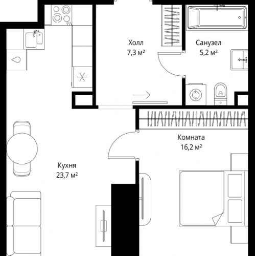 1-комн квартира Москва г., 1-й Красногвардейский проезд,  к. 1