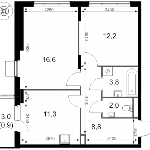 2-комн квартира Сапроново д., Калиновая ул.,  к. 5