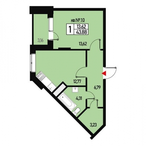 1-комн квартира улица Генерала Донскова, дом 29, корпус 6