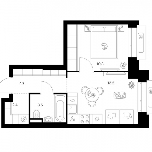 1-комн квартира Середневский лес, корп. 2.1.5