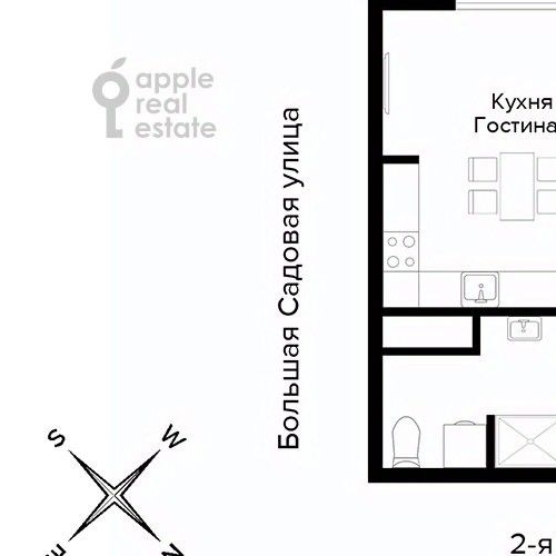 2-комн квартира Большая Садовая улица, 5к1