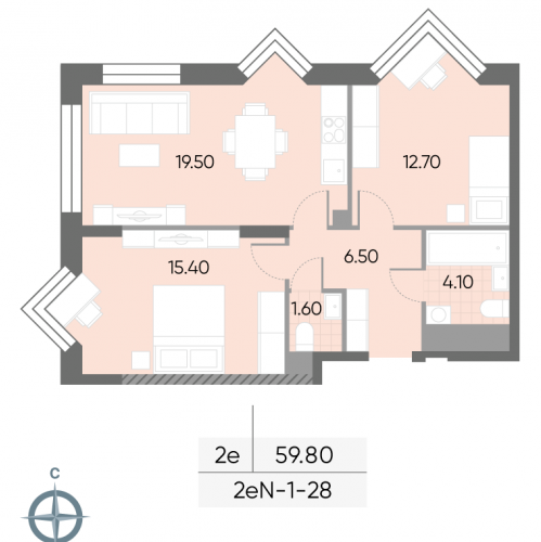 2-комн квартира Борисовские Пруды улица, д.1