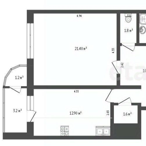 2-комн квартира Имени В.Н. Махалина мкр, 40
