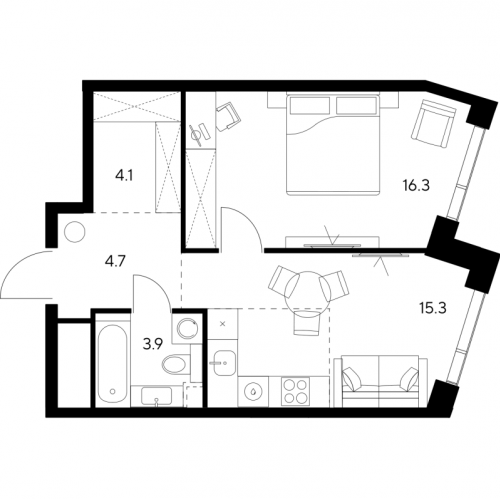 1-комн квартира Москва г., Ярцевская ул.,  к. 1