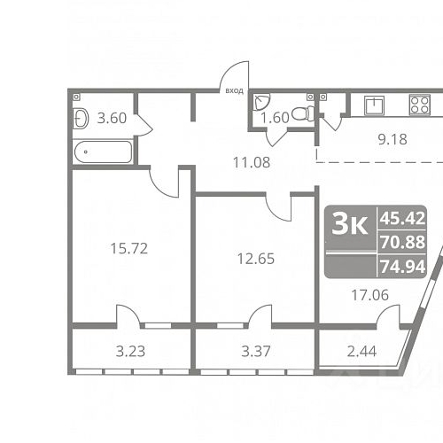 3-комн квартира Жуковский, улица Баженова, 4/2