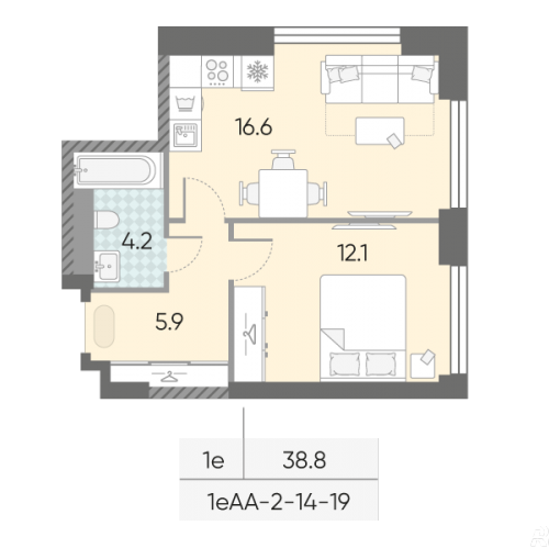1-комн квартира Марка Шагала набережная, д.1к2