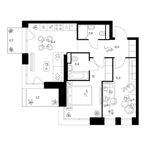 2-комн квартира Маршала Прошлякова ул