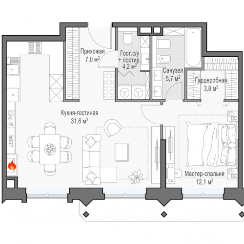 2-комн квартира Москва г., Дубовой Рощи ул.