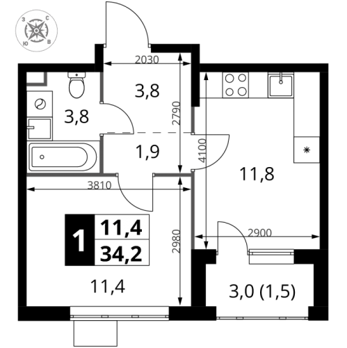 1-комн квартира Химки г., Комсомольская ул.,  к. 3