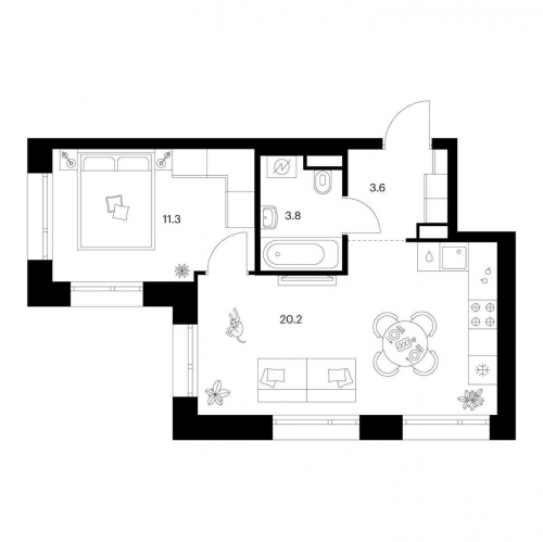 1-комн квартира ул. Котляковская, корп. 2.1