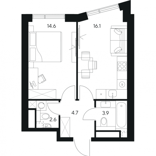 1-комн квартира Москва г., Ярцевская ул.,  к. 1